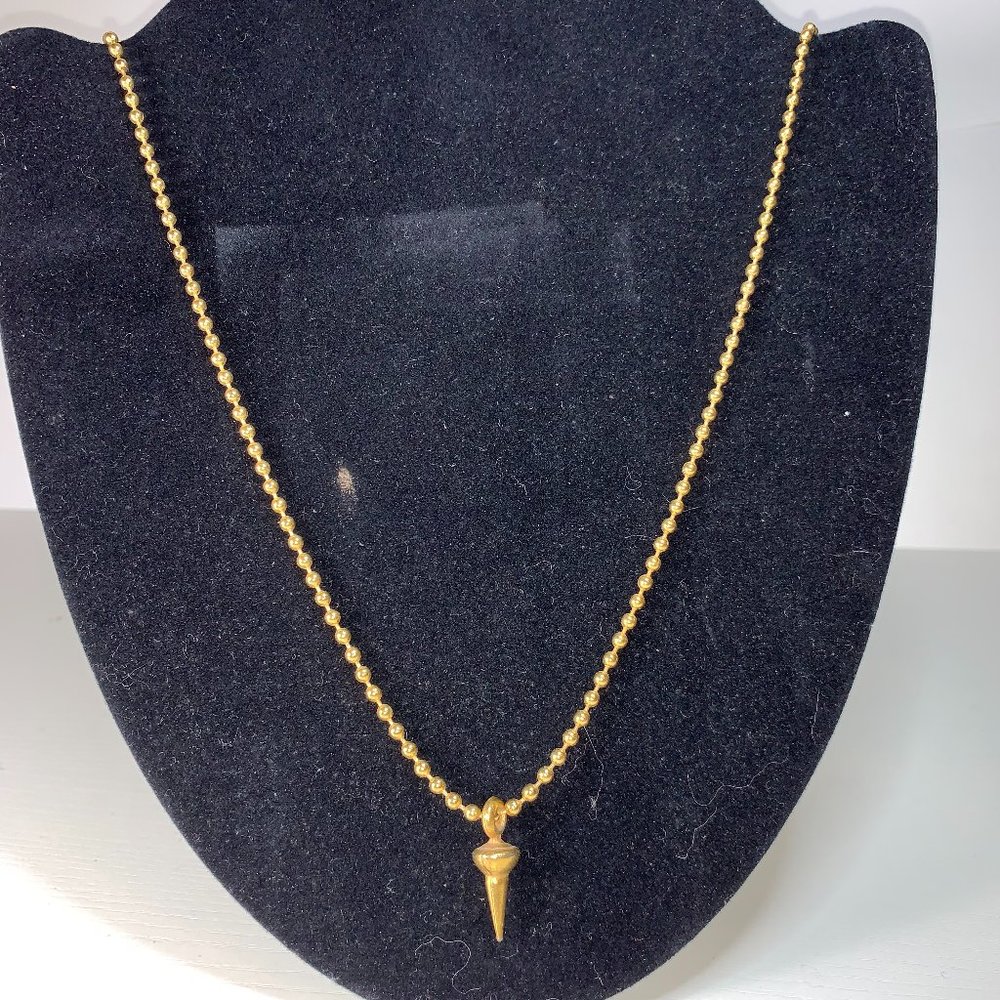 37 1/2" Vintage Monet 3mm Gold Tone Ball Chain necklace and Pendulum Pendant.